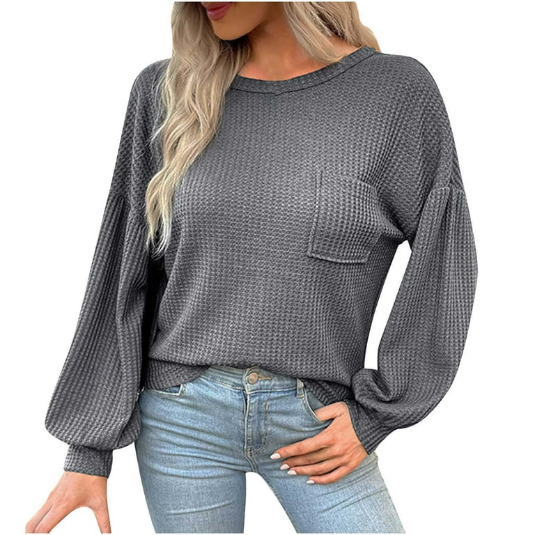 https://i5.walmartimages.com/seo/XFLWAM-Womens-Long-Lantern-Sleeve-Waffle-Knit-Tops-Crew-Neck-Oversized-Pullover-Blouse-Sweatshirts-with-Pockets-Dark-Gray-M_c79addb5-207e-4499-9bb6-36edae18a144.9373355adaddff975ca7da05b26355f5.jpeg?odnHeight=768&odnWidth=768&odnBg=FFFFFF