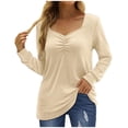 thumbnail image 1 of XFLWAM Womens Long Sleeve Shirts Sweetheart Neck Tunic Tops Trendy Fall Clothes Beige XL, 1 of 8