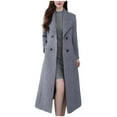 thumbnail image 1 of XFLWAM Womens Notched Lapel Collar Double Breasted Pea Coat Winter Wool Blend Over Coats Long Jackets, 1 of 7