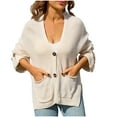 thumbnail image 1 of XFLWAM Womens Oversized Cardigan Sweaters V Neck Open Front Chunky Knit Jackets Long Sleeve Button Down Sweater Coats Beige S, 1 of 9