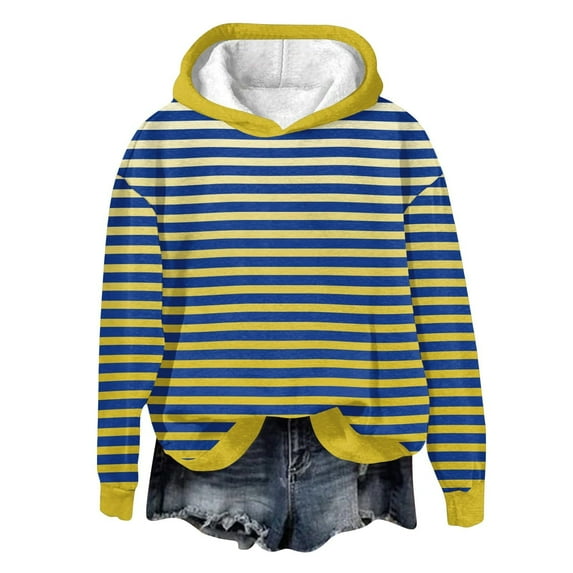 XFLWAM Womens Oversized Hoodies Pullover Striped Printing Sweatshirts Fall Long Sleeve Tops Trendy Loose Fit Outfits Yellow 3XL
