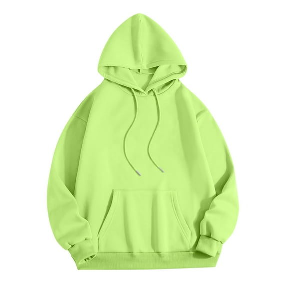 XFLWAM Womens Oversized Sweatshirts Fleece Drawstring Hoodies Casual Long Sleeve Solid Color Pullover Fall Clothes with Pocket Green M