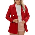 thumbnail image 1 of XFLWAM Womens Plus Size Blazer Notch Lapel Double Breasted Open Front Jackets Office Business Work Blazer Suit Jacket Red L, 1 of 6
