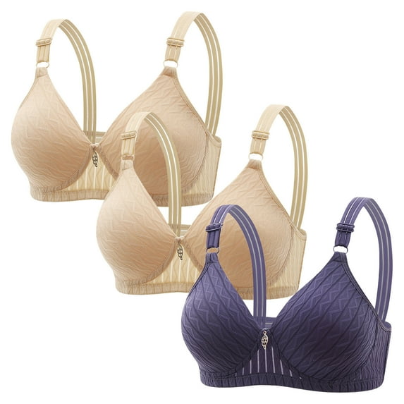 XFLWAM Womens Plus Size Push Up Bra Full Coverage Everyday Bras No Underwire Cotton Mesh Bras 3 Packs