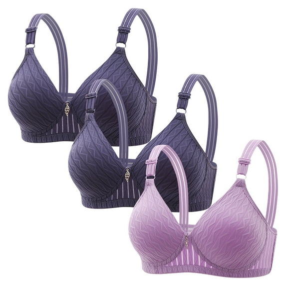 XFLWAM Womens Plus Size Push Up Bra Full Coverage Everyday Bras No Underwire Cotton Mesh Bras 3 Packs