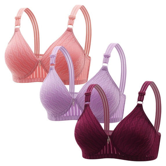 XFLWAM Womens Plus Size Push Up Bra Full Coverage Everyday Bras No Underwire Cotton Mesh Bras 3 Packs