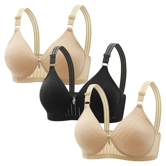 XFLWAM Womens Plus Size Push Up Bra Full Coverage Everyday Bras No Underwire Cotton Mesh Bras 3 Packs