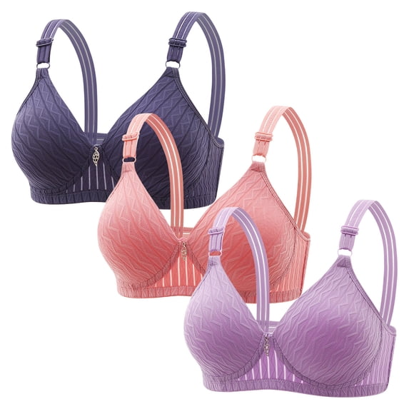 XFLWAM Womens Plus Size Push Up Bra Full Coverage Everyday Bras No Underwire Cotton Mesh Bras 3 Packs