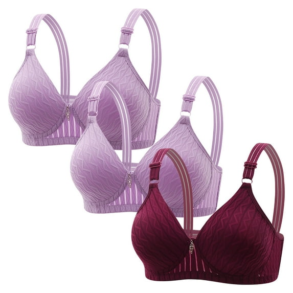 XFLWAM Womens Plus Size Push Up Bra Full Coverage Everyday Bras No Underwire Cotton Mesh Bras 3 Packs
