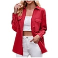 thumbnail image 1 of XFLWAM Womens Shacket Jacket Boyfriend Button Down Shirt Outerwear Fall Clothes Casual Loose Long Sleeve Blouses Tops, 1 of 1