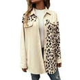 thumbnail image 1 of XFLWAM Womens Shacket Jacket Casual Leopard Print Cardigans Coat Oversized Button Down Long Sleeve Shirt Fashion Outfits Beige L, 1 of 1