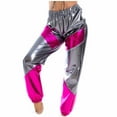 thumbnail image 1 of XFLWAM Womens Shiny Metallic High Waist Stretchy Jogger Pants Hip Hop Club Wear Holographic Trousers Sweatpant Gray XL, 1 of 6