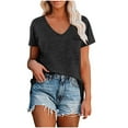 thumbnail image 1 of XFLWAM Womens Short Sleeve Tops V Neck Solid Color T Shirts Casual Summer Basic Tee Shirts with Pockets, 1 of 8