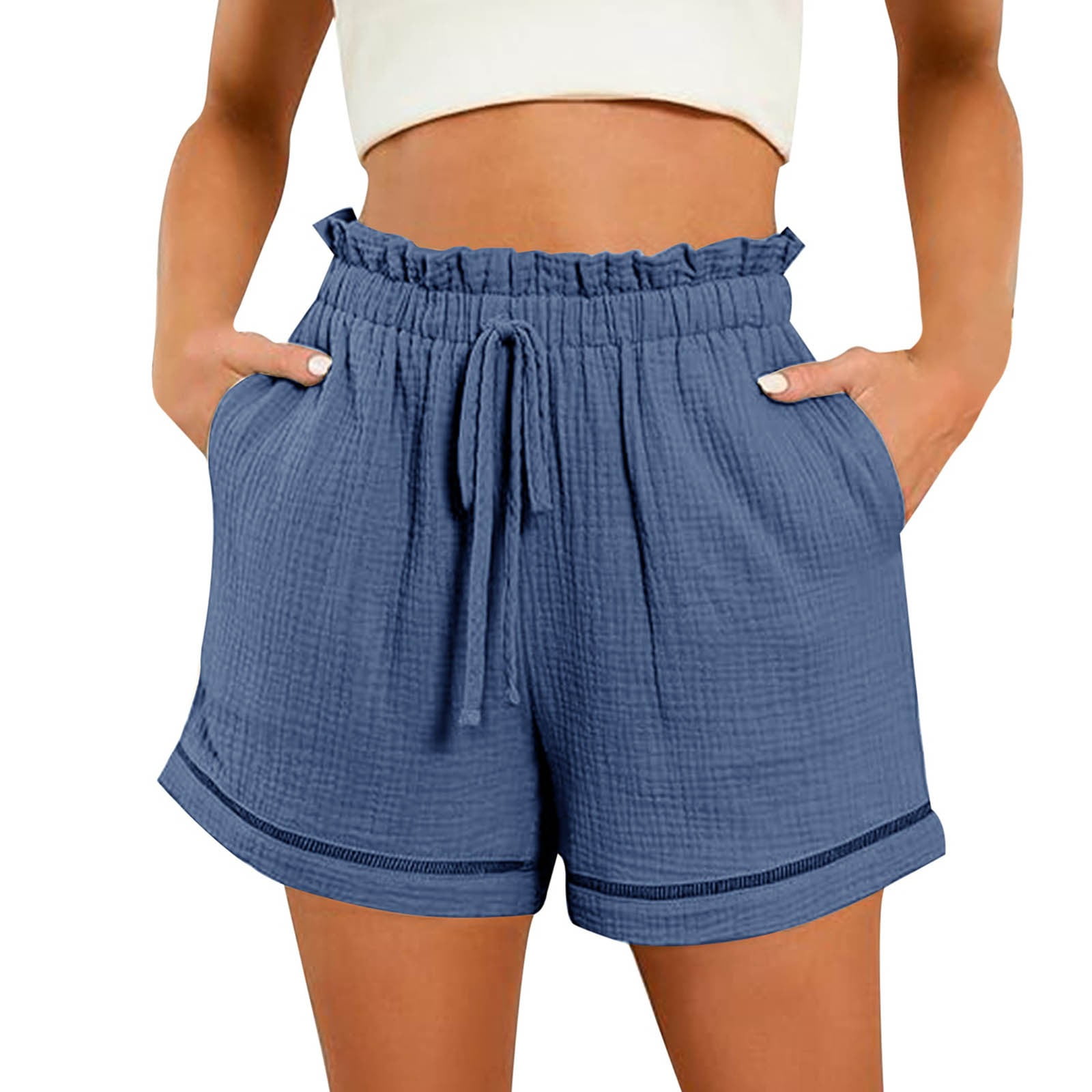 XFLWAM Womens Shorts Casual High Waisted Drawstring 2024 Fashion Beach Cruise Shorts Cute Loose Comfy Summer Shorts with 2 Pockets Walmart