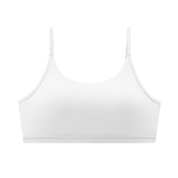 XFLWAM Womens Spaghetti Strap Sports Bra Scoop Neck Wireless Padded Bra Yoga Workout Crop Top Solid Lightweight Underwear