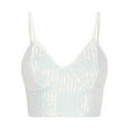 thumbnail image 1 of XFLWAM Womens Sparkly Sequin Top Spaghetti Strap Crop Top Glitter Sleeveless V Neck Vest Tank Tops Rave Disco Concert Outfit, 1 of 6