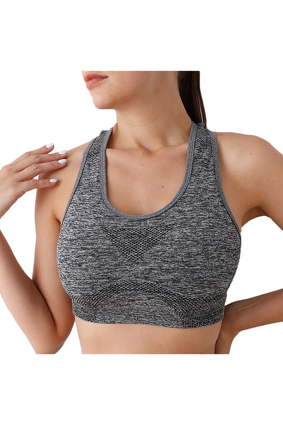 Womens Sport Seamless Racerback Sports Bra Removable Pads Medium Support Running Yoga Workout Bras Stretchy Bralette