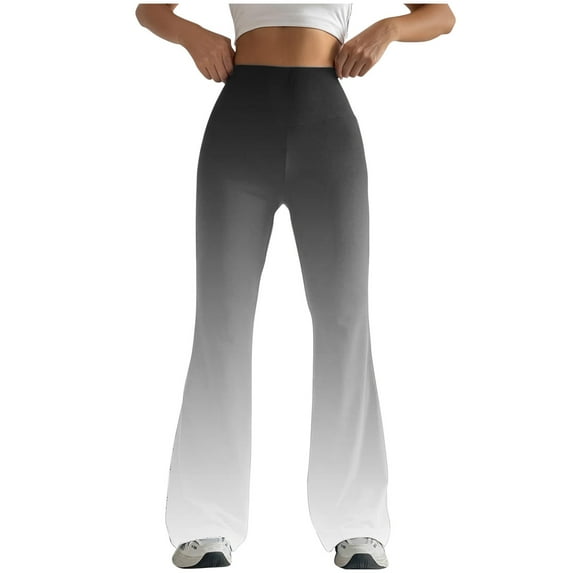 XFLWAM Womens Stretch High Waist Leggings Regular Fitted Gradient ColorFlared Pants Active Workout Yoga Pants Seamless Trousers