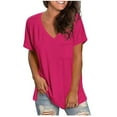 thumbnail image 1 of XFLWAM Womens Summer Tie Dye Gradient Short Sleeve T Shirts Ombre V Neck Tops Loose Fit Pink M, 1 of 6