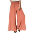 thumbnail image 1 of XFLWAM Womens Summer Trousers Casual High Waist Wide Leg Pants Long Palazzo Pants Solid Color Lounge Beach Trousers with Pockets, 1 of 5