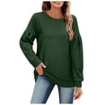 thumbnail image 1 of XFLWAM Womens Sweatshirts Crewneck Loose Tops Ruffle Long Sleeve Shirts Pullover Green L, 1 of 7