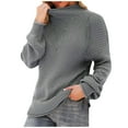 thumbnail image 1 of XFLWAM Womens Turtleneck Sweaters Batwing Long Sleeve Casual Loose Oversized Chunky Knit Pullover Jumper Tops Gray L, 1 of 6