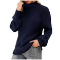 thumbnail image 1 of XFLWAM Womens Turtleneck Sweaters Batwing Long Sleeve Casual Loose Oversized Chunky Knit Pullover Jumper Tops Navy Blue XL, 1 of 6