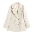 thumbnail image 1 of XFLWAM Womens Tweed Blazers Long Sleeve Double Breasted Open Front Plaid Blazer Jackets Work Suits Casual Business Jackets XS, 1 of 6