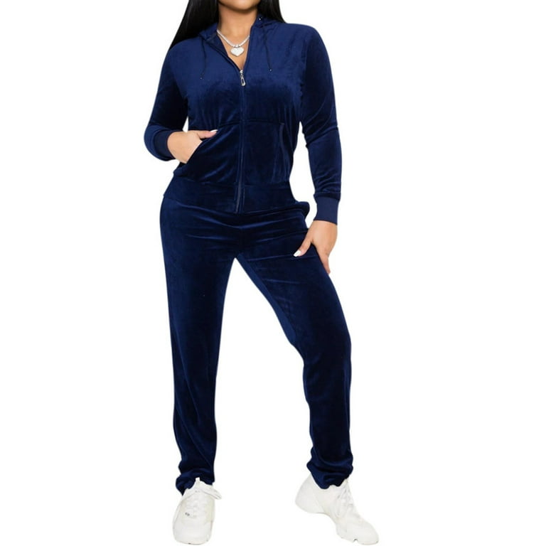 XFLWAM Womens Velour Tracksuit 2 Piece Outfits Jackets Sweatshirt