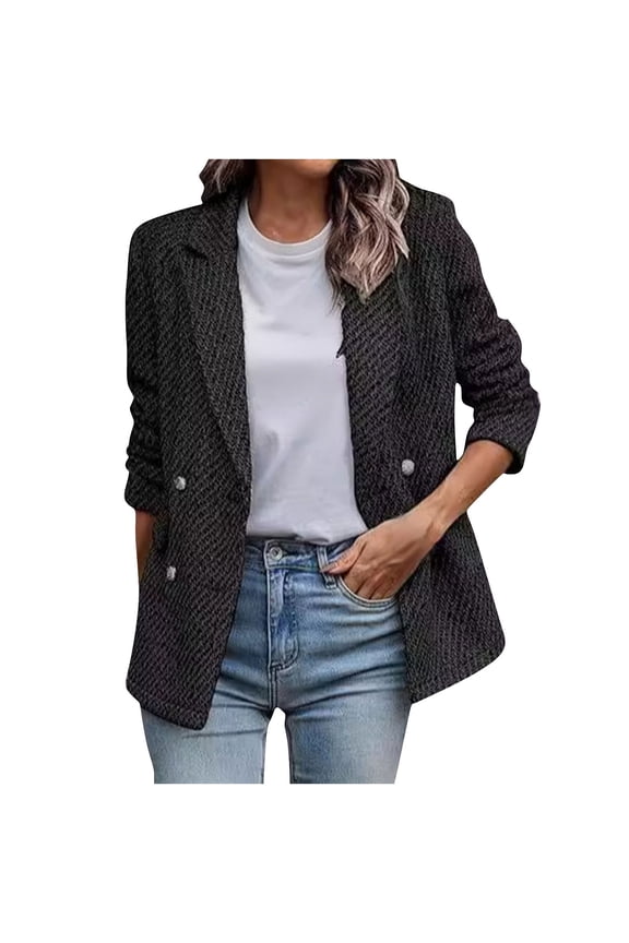 Womens Vintage Suit Jacket Notch Lapel Button Down Jackets Fall Fashion Going Out Short Coat Office Outerwear