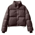thumbnail image 1 of XFLWAM Womens Winter Coat Warm Quilted Puffer Jacket Solid Color Full Zipper Down Jackets Outerwear with Pockets Coffee S, 1 of 6