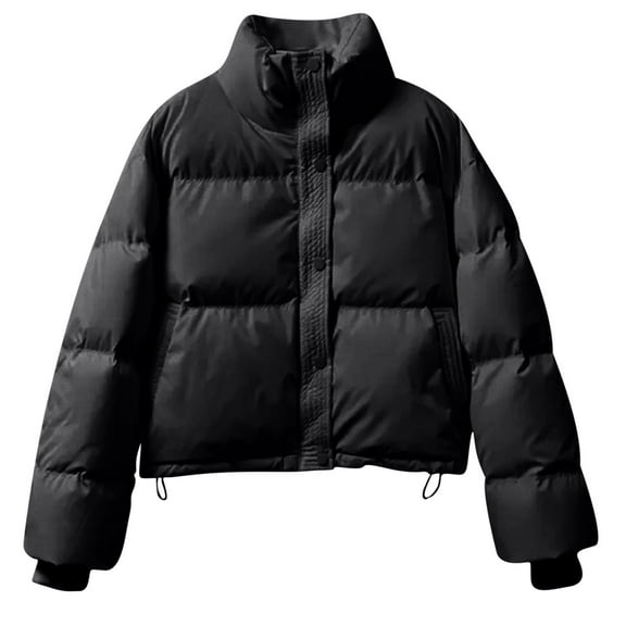 XFLWAM Womens Winter Coat Warm Quilted Puffer Jacket Solid Color Full Zipper Down Jackets Outerwear with Pockets S