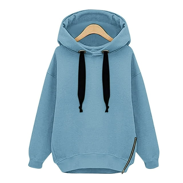 XFLWAM Womens Winter Warm Hoodies Solid Color Pullover Casual