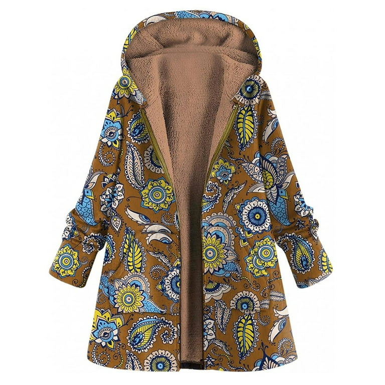 XFLWAM Womens Winter Zip Up Hooded Oversized Coats Fleece Liner