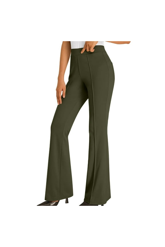 Womens Work Business Casual Flare Dress Pants Leggings Comfort Office High Waisted Slacks Pants with Pockets