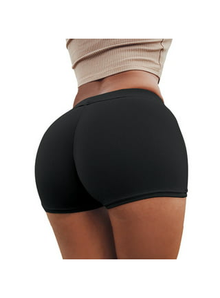 XFLWAM Workout Booty Spandex Shorts for Women Summer Solid Color High Waist  Soft Gym Dance Yoga Shorts Black S 