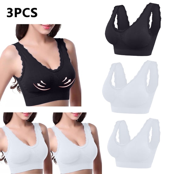 XFLWAM Workout Bras for Women Comfort Support and Lift Full Coverage Back Fat Bras No Underwire Push Up Bra Large Bust Bras