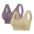 thumbnail image 1 of XFLWAM Workout Bras for Women Seamless Stretchy Sport Yoga Lace Trim Padded Bralette No Underwire Soft Plus Size Full Coverage Bras Underwear 2 Pack, 1 of 3