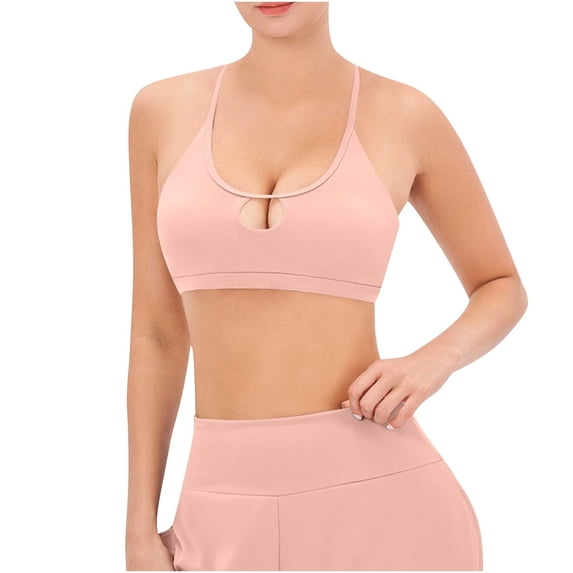 XFLWAM Yoga Bra for Women Scoop Neck Crop Top Spaghetti Strape Workout Camisole Solid Color Bra Gym Athletic Underwear