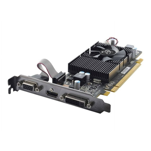 XFX R5-230A-ZLF2 Radeon R5 230 Graphic Card - 650 MHz Core - 1 GB DDR3 SDRAM - Low-profile - Single Slot Space Required - 64 bit Bus Width - Fan Cooler - DirectX 11.0 - 1 x HDMI - 1 x VGA - 1 x Total