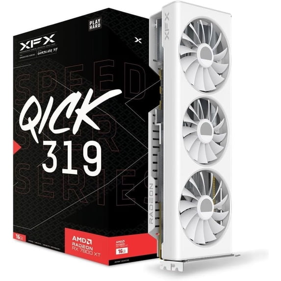 XFX AMD Radeon RX 7800 XT Speedster QICK 319 White Triple Fan 16GB GDDR6 PCIe 4.0 Graphics Card