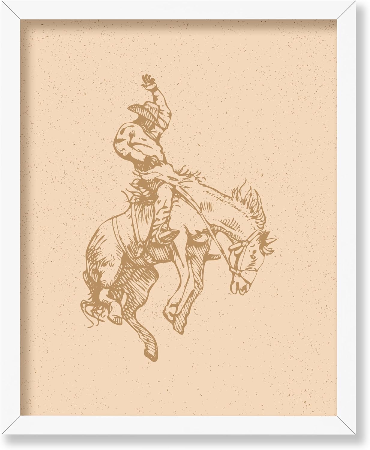 XFX Beige Rodeo Poster - Retro Cowboy on Bucking Horse Print - Cowboy ...