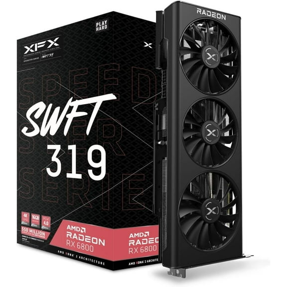 XFX RX-68XLAQBD9 Speedster SWFT319 AMD Radeon RX 6800 Gaming Graphics Card with 16GB GDDR6, AMD RDNA 2