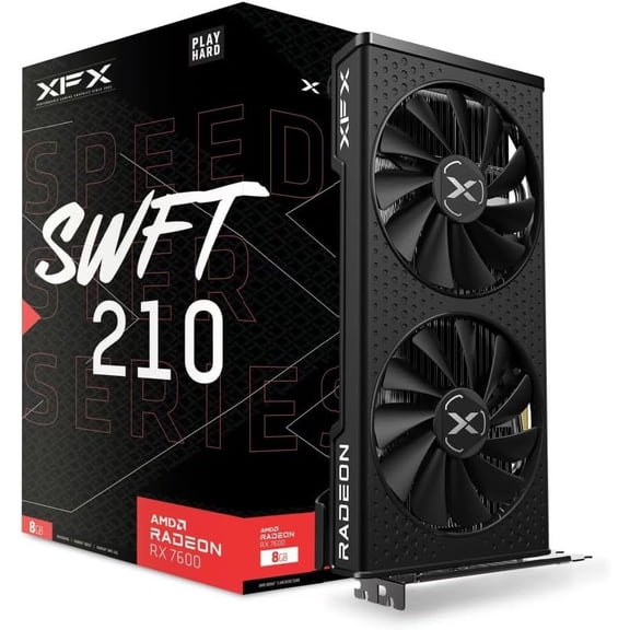 XFX RX 7600 Graphics Card with 8GB GDDR6 HDMI 3xDP, AMD RDNA 3 RX-76PSWFTFA