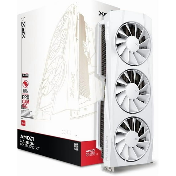 XFX RX-97TQICKW9 Quicksilver AMD Radeon RX 9070XT White Gaming Edition with 16GB GDDR6 HDMI 3xDP, AMD RDNA 4