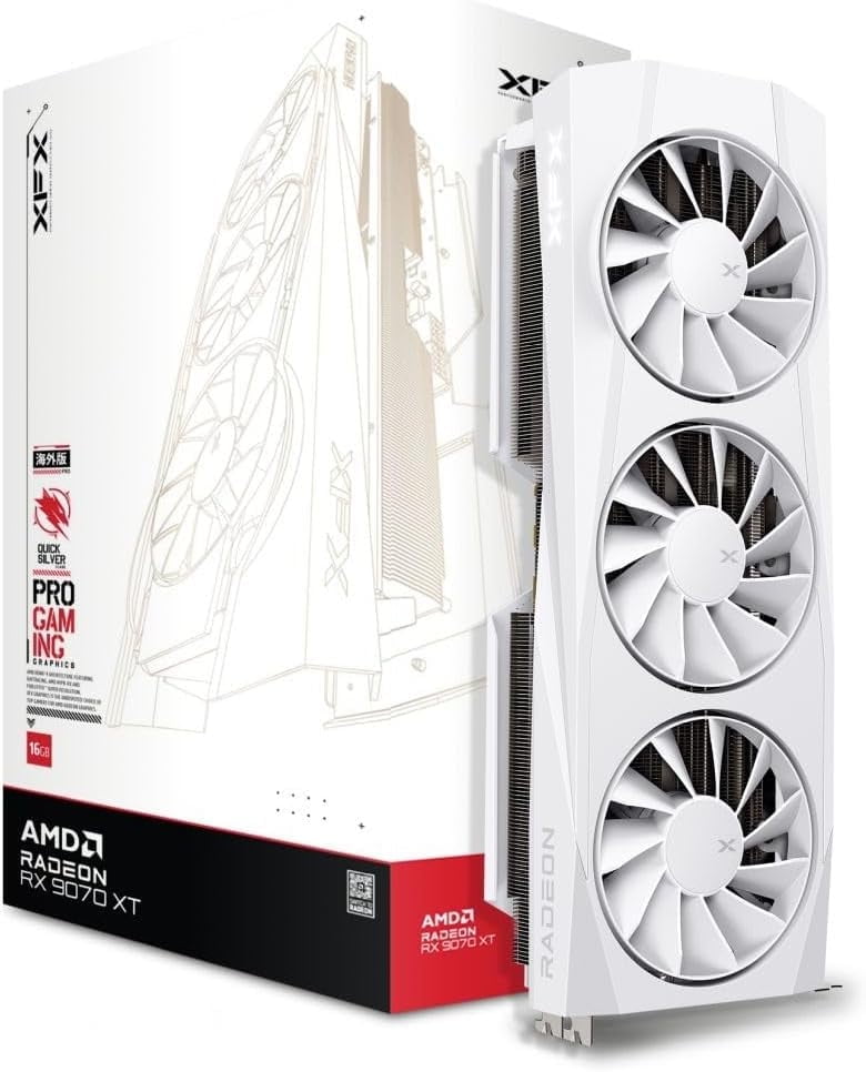 XFX RX-97TQICKW9 Quicksilver AMD Radeon RX 9070XT White Gaming Edition ...