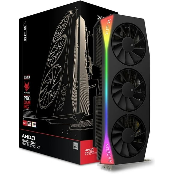 XFX RX-97TRGBBBA Mercury AMD Radeon RX 9070XT OC Gaming Edition with RGB 16GB GDDR6, HDMI 3xDP, AMD RDNA 4