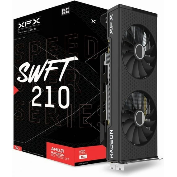 XFX Speedster SWFT210 Radeon RX 7800XT Gaming Graphics Card with 16GB GDDR6 HDMI 3xDP, AMD RDNA 3 RX-78TSWFTFA
