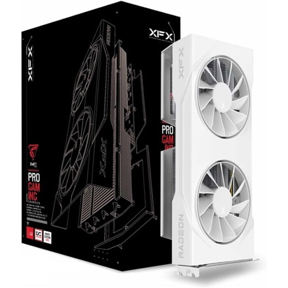 XFX Swift AMD Radeon RX 9060 XT OC White Gaming Edition with 16GB GDDR6 HDMI 2xDP, AMD RDNA 4 RX-96TSW16WQ