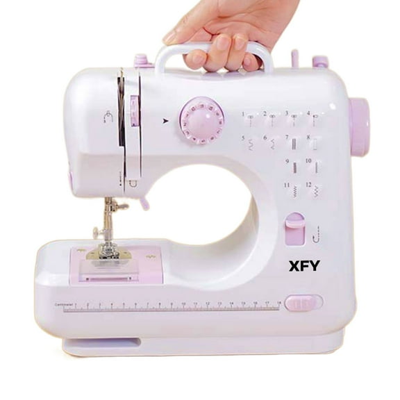 XFY Sewing machines, Sewing Machine Portable mini Electric Sewing Machine for beginners 12 Built-in Stitches 2 Speed with Foot PedalLight, Storage Drawer